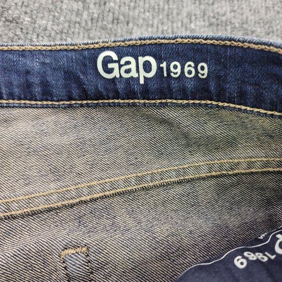 Gap 1969 Womans Authentic True Skinny Jeans 32R Distressed Frayed Hem Blue Denim - Picture 6 of 8